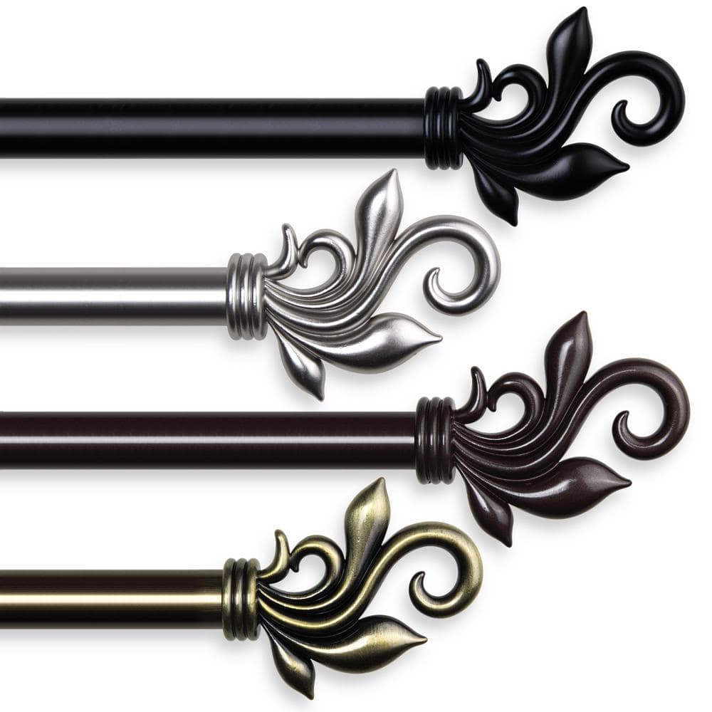 48 in. - 84 in. Telescoping Single Curtain Rod Kit in Black with Delilah Finial price history on PriceWatchPro