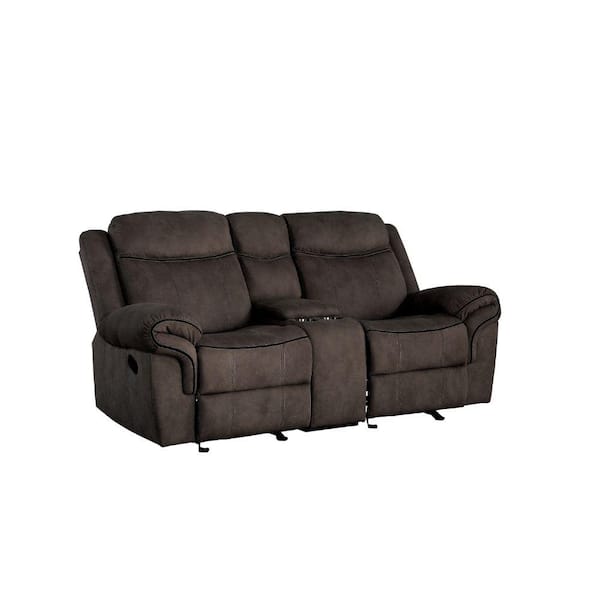 Benjara 80 in. Gray Solid Velvet 2-Seater Loveseat with USB Docks and Storage Console