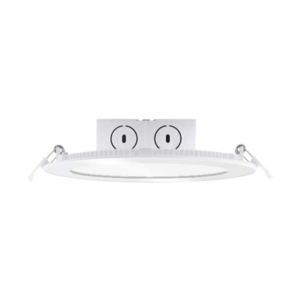 Bulbrite 6 in. Canless 2700K, 65-Watt Equivalent, White Round Dimmable Flat LED Recessed Downlight with J-Box Included