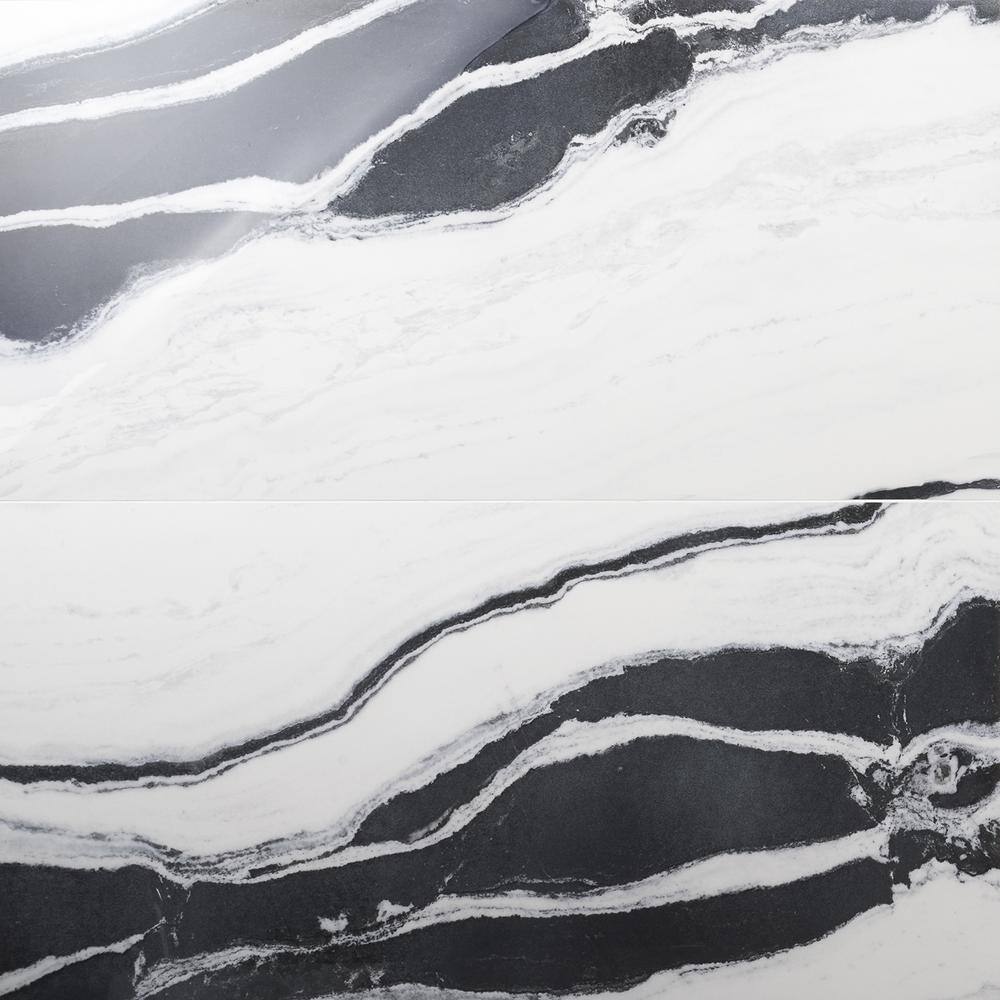 Magnus 24" x 48" Polished Black and White Porcelain Tile
