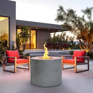 Loren 31.5 in. W 40,000 BTU Round Propane Gas Alloy Steel Frame Concrete Style Fire Pit Table in Gray