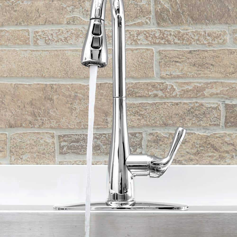 Chrome Pull-Down Kitchen Faucet with Soap Dispenser