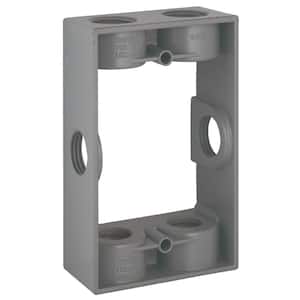 1-Gang Metal Weatherproof Electrical Outlet Box Extension Ring with (6) 1/2 inch Holes, Gray