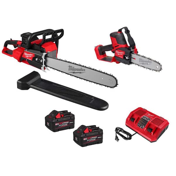 M18 FUEL 18V Brushless Cordless 20 in. Dual Battery Chainsaw Kit w/ 8 in. Mini Chainsaw, (2) 8.0 Ah Batteries, Charger
