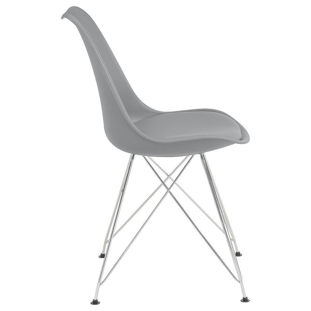Gray Faux Leather Upholstered Side Chair with Chrome Legs