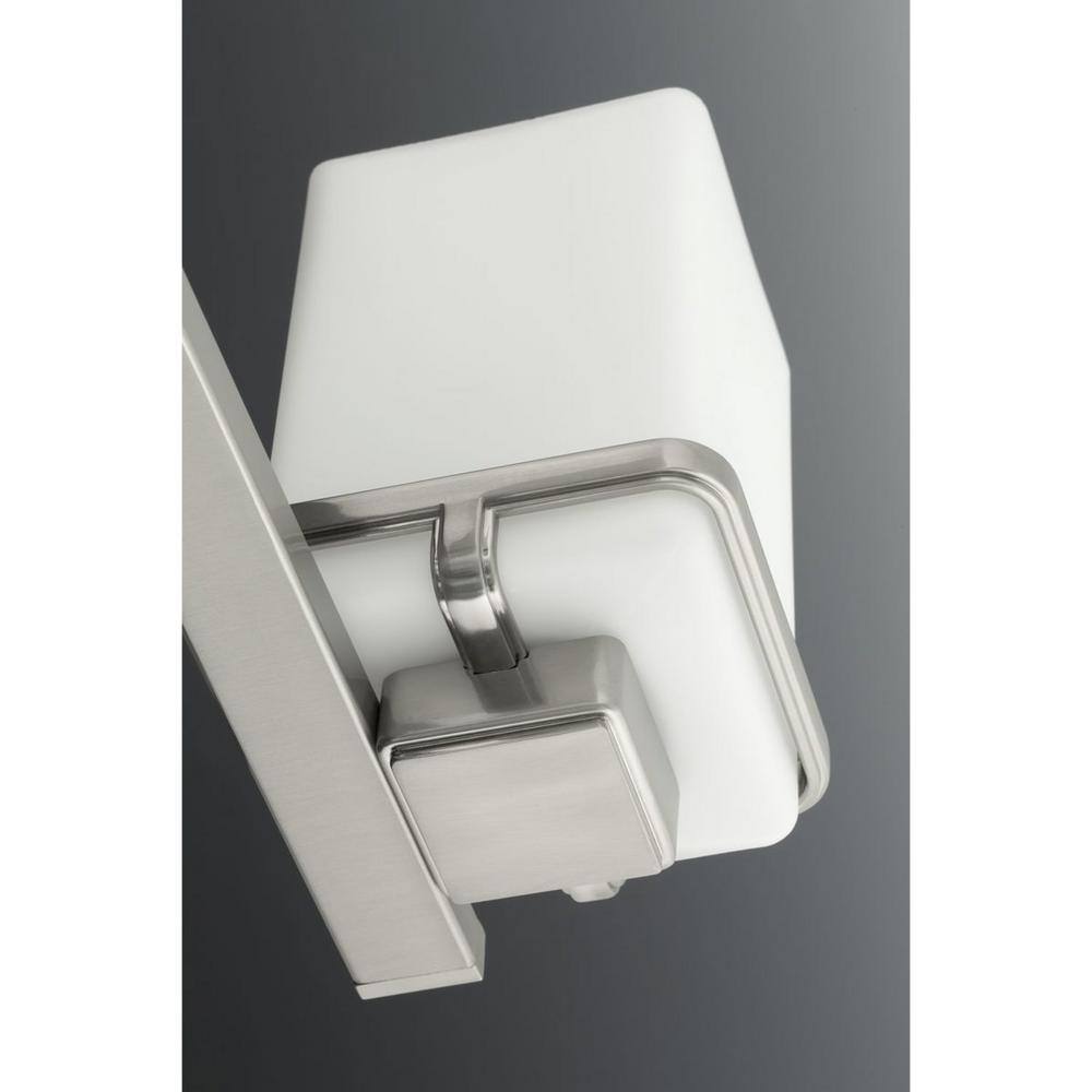 Brushed Nickel 2-Light Bath & Vanity with Etched Opal Glass
