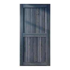 60 in. x 84 in. H-Frame Navy Solid Natural Pine Wood Panel Interior Sliding Barn Door Slab witH-Frame