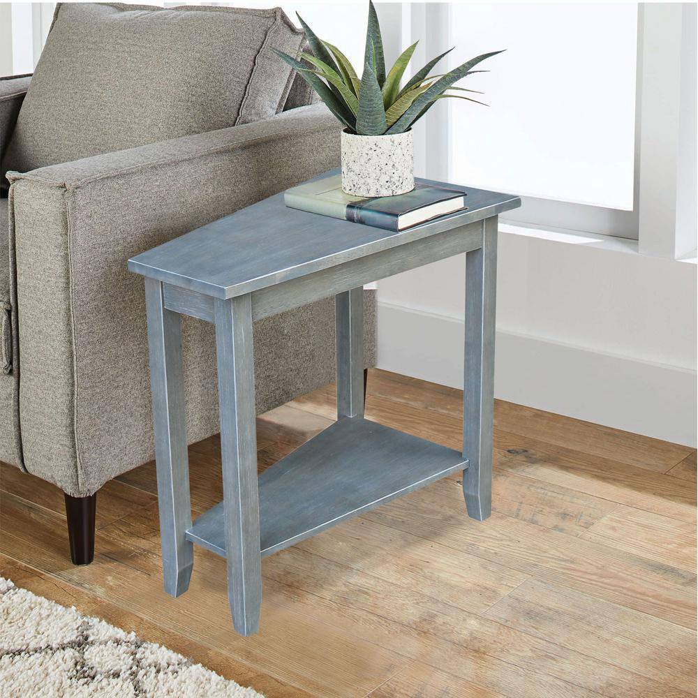 Elegant Triangular Solid Wood Keystone Accent Table
