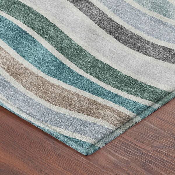 Mayfield Premium Machine Washable Abstract AMF2333 Teal 10 ft. x 14 ft. Area Rug