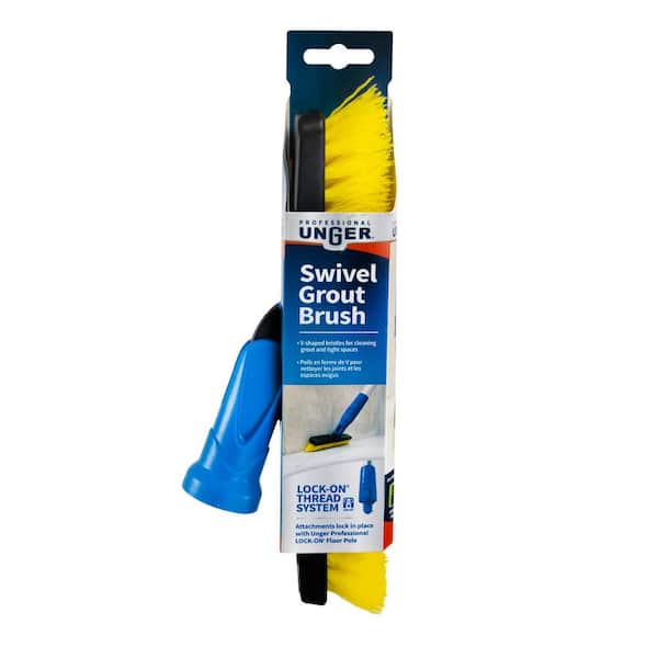  Swivel Grout Brush with Long Handle - Stiff Bristle Scrubber,  V-Shaped Grout Cleaner Brush with Telescopic Handle for Easy Cleaning &  Storage - Grout Cleaning Brush for Tile Floors by Foxtrot