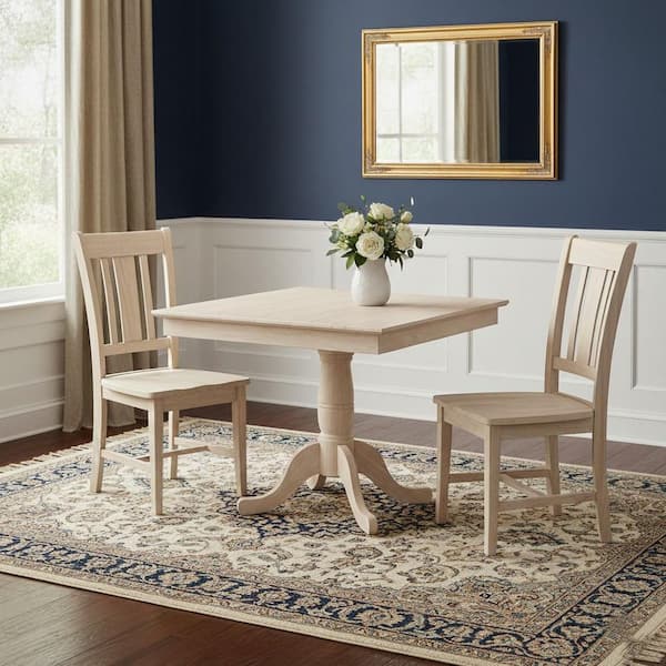 Unfinished Solid Wood 36 in Square Pedestal Dining Table