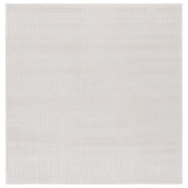 Saylor 6 ft. x 6 ft. Ivory Geometric Solid Square Area Rug