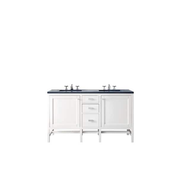 James Martin Vanities Addison 60 in. W x 23.5 in. D x 35.5 in. H Double Bath Vanity in White with Charcoal Soapstone Quartz Top