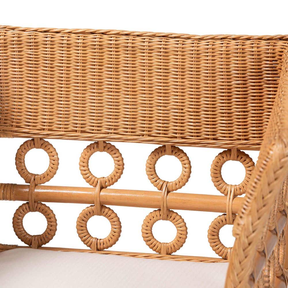 Handcrafted White Rattan Bohemian Accent Chair