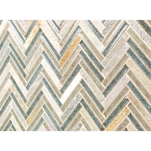 Roman Selection Multi-Color Herringbone 10 in. x 11 in Polished Glass Mosaic Tile
