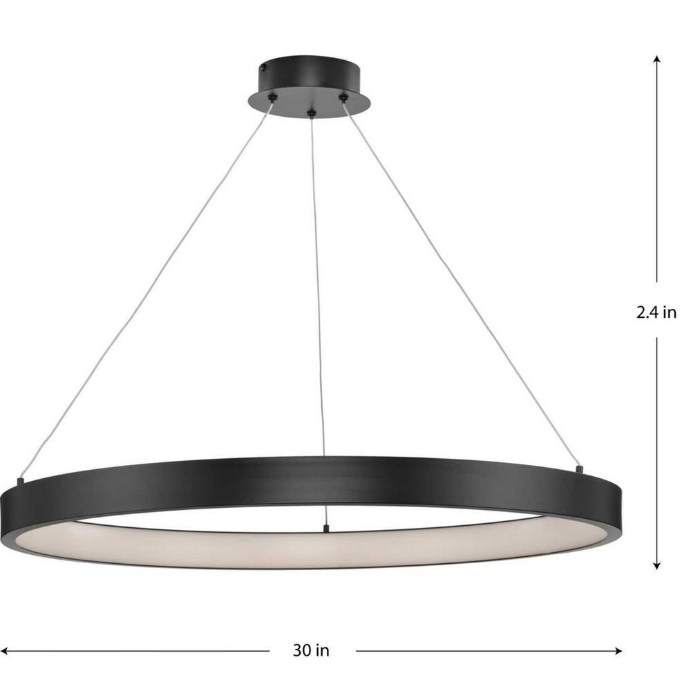 Matte Black Aluminum LED Drum Pendant Light
