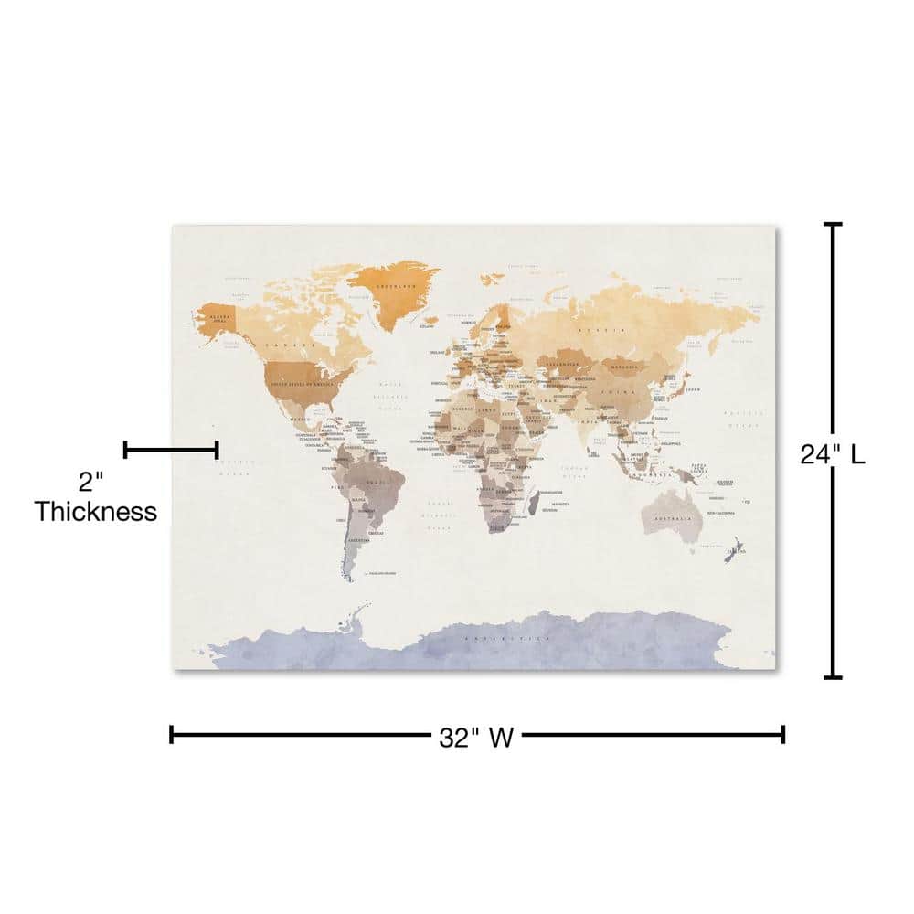 Michael Tompsett Watercolor World Map Canvas Art 24'' x 32''