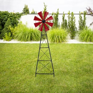44 in. H Red Metal Oversized Wind Spinner Yard Stake