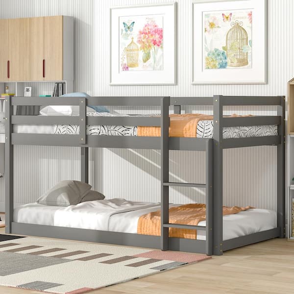 GODEER Gray Twin Loft Bed with Ladder