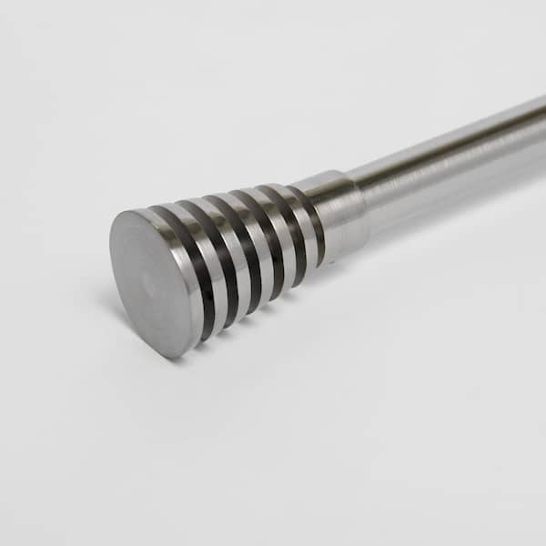 Best Home Fashion 66 in. - 120 in. Telescoping 3/4 in. Single Curtain Rod Kit in Silver with French Cylinder Finial