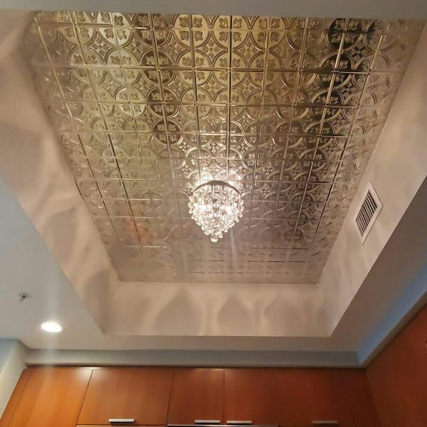 From Plain to Beautiful in Hours 2-ft x 2-ft Pounded White Steel Surface-mount Ceiling Tile (6-Pack, 24-sq ft / Case)