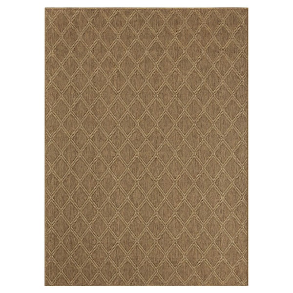 Home Dynamix Tripolo Mila Brown/Ivory 5 ft. x 7 ft. Diamond Indoor/Outdoor Area Rug