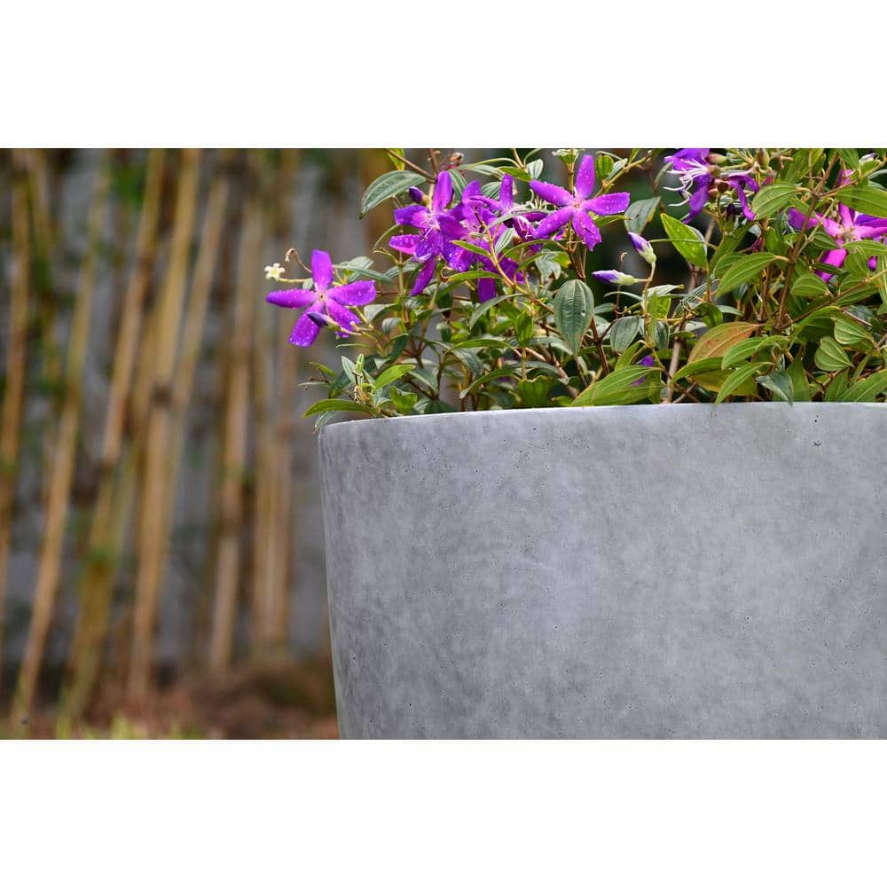 16.93" Natural Concrete Round Lightweight Outdoor Planter
