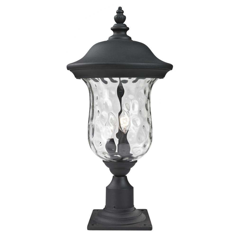 Armstrong 23 in. 2-Light Black Aluminum Hardwired Outdoor Weather Resistant