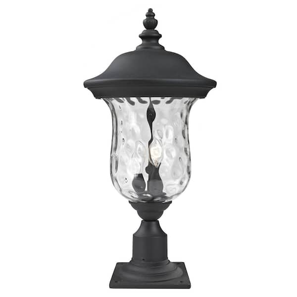 Unbranded Armstrong 23 in. 2-Light Black Aluminum Hardwired Outdoor Weather Resistant Pier Mount Light with No Bulb Included
