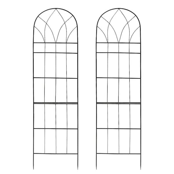 YIYIBYUS 58 in. Black Steel Cut-Out Design Outdoor Garden Climbing Plants Trellis (2-Pack)