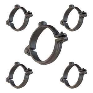 1-1/2 in. Hinged Split Ring Pipe Hanger, Malleable Iron Clamp with 3/8 in. Rod Fitting, for Suspending Tubing (5-Pack)