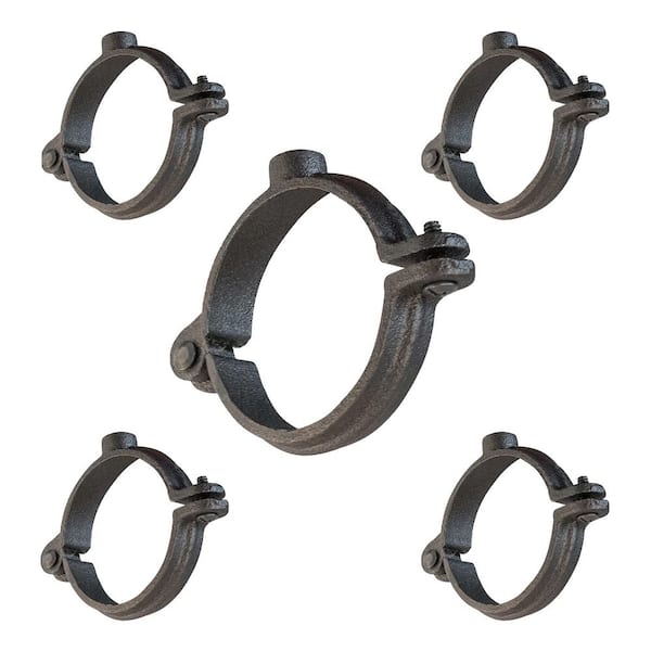 The Plumber's Choice 2-1/2 in. Hinged Split Ring Pipe Hanger, Malleable Iron Clamp with 7/8 in. Rod Fitting, for Suspending Tubing (5-Pack)