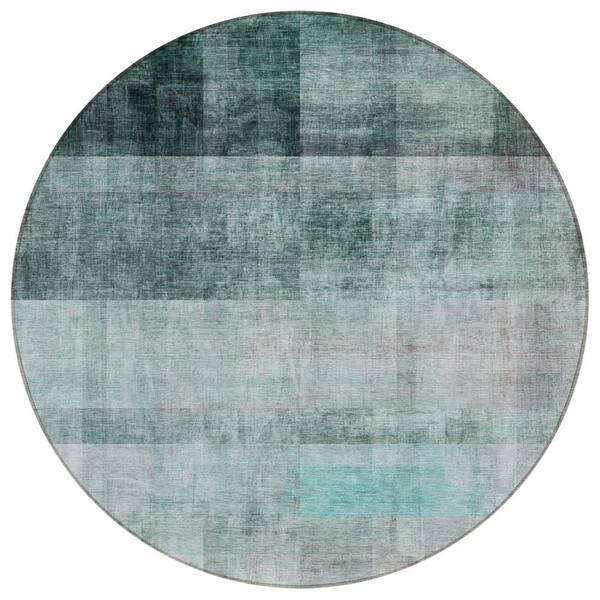 Addison Rugs Chantille ACN568 Teal 8 ft. x 8 ft. Round Machine Washable Indoor/Outdoor Geometric Area Rug