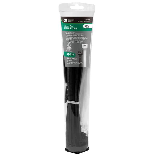 4 in. 8 in. Standard Cable Tie 200 Combo Pack
