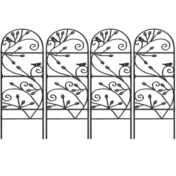 4 Pack Garden Trellis for Climbing Plants Outdoor 46 in. x 15 in. Rustproof Sturdy Black Iron Trellis