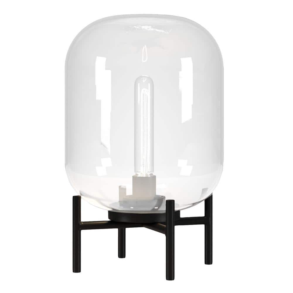 Edison Bronze 15" Industrial Glass Globe Table Lamp