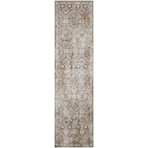 Astra Machine Washable Gold Grey 2 ft. x 8 ft. Distressed Traditional Runner Area Rug