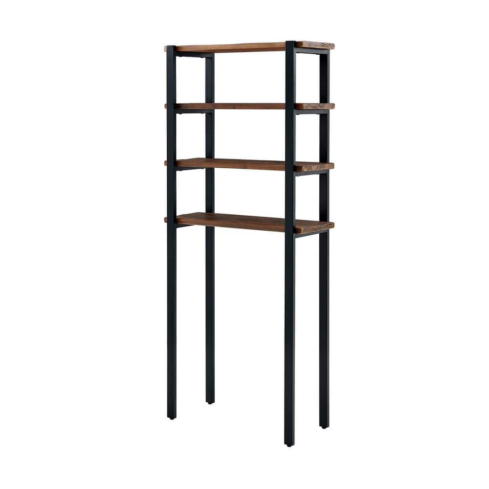 Pomona Black and Wood Over-the-Toilet 4-Shelf Storage