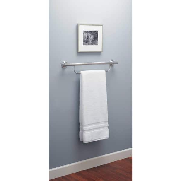 Home Care 24 in. x 1 in. Screw Grab Bar with Integrated Towel Bar in Brushed Nickel