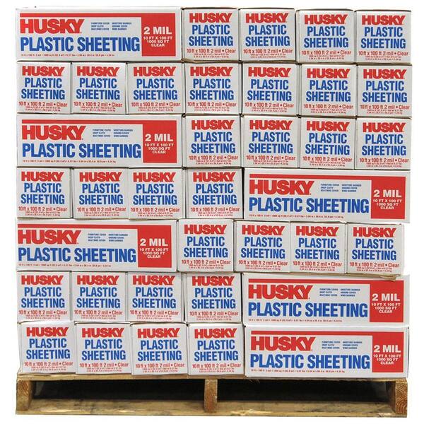Husky 10 ft. x 100 ft. Clear 2 mil. Plastic Sheeting RS210-100C - The Home  Depot