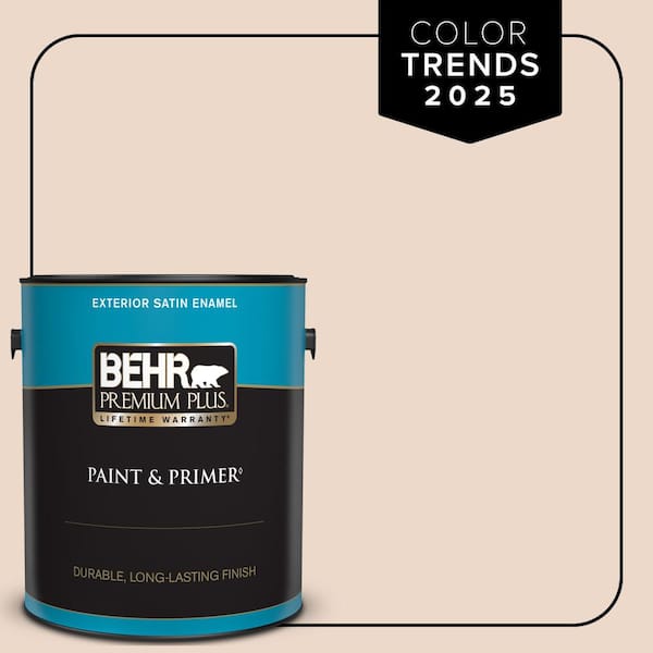 BEHR PREMIUM PLUS 1 gal. #S210-1 Nutmeg Frost Satin Enamel Exterior Paint & Primer