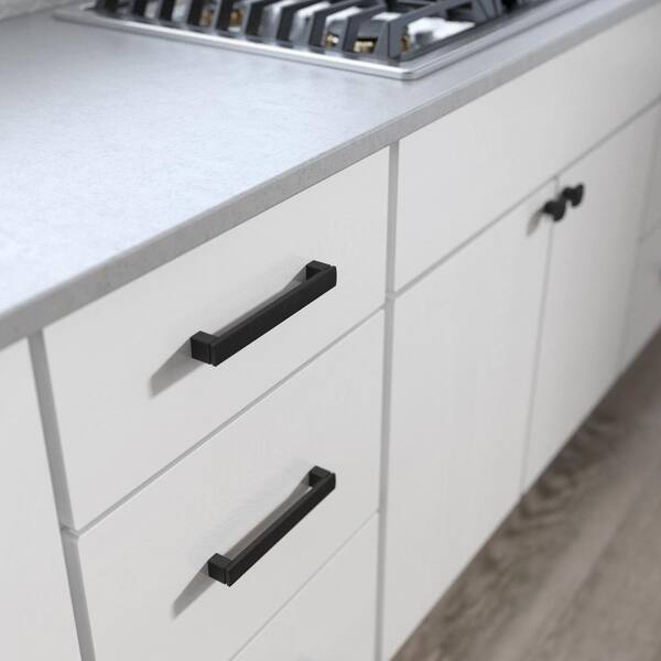 Simply Geometric 6-5/16 in. (160 mm) Modern Matte Black Cabinet Drawer Pull