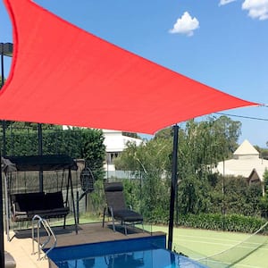 8 ft. x 10 ft. 185 GSM Red Rectangle UV Block Sun Shade Sail for Yard and Swimming Pool etc.