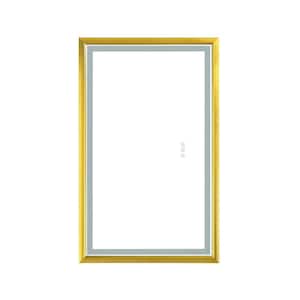 42 in. W x 24 in. H Rectangular Aluminum Framed Anti-Fog Dimmable LED Wall Bathroom Vanity Mirror in Gold