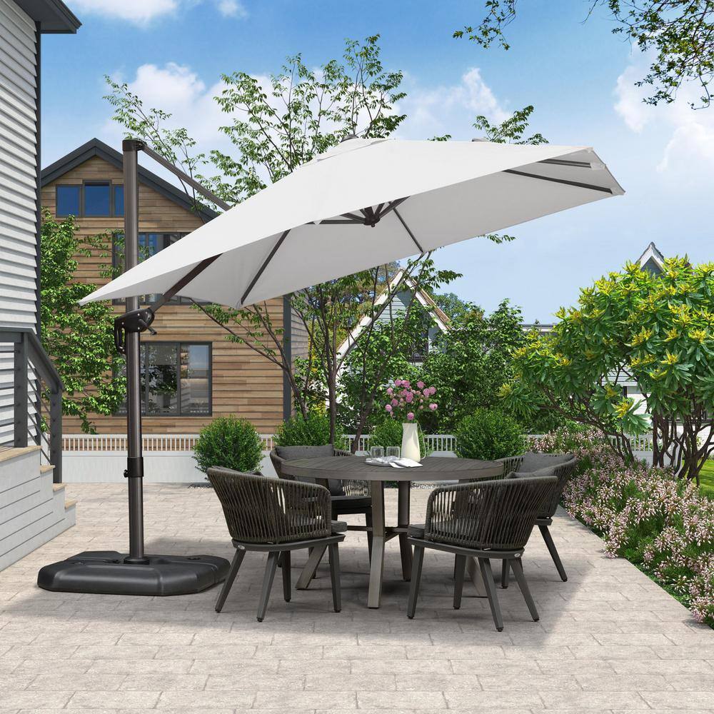 PURPLE LEAF 9 ft. Square Aluminum Outdoor Patio Cantilever Umbrella