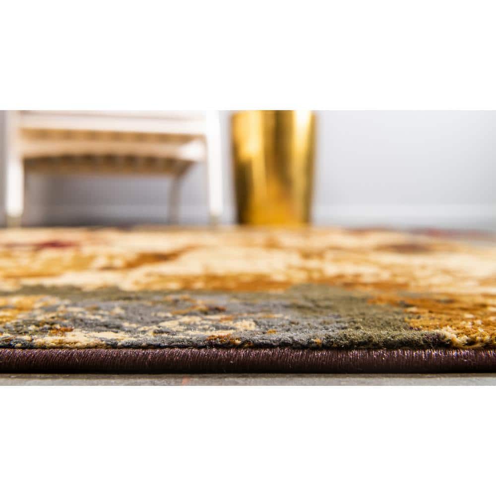 Braided Edge 5' x 8' Rectangular Geometric Indoor Rug in Black and Multicolor