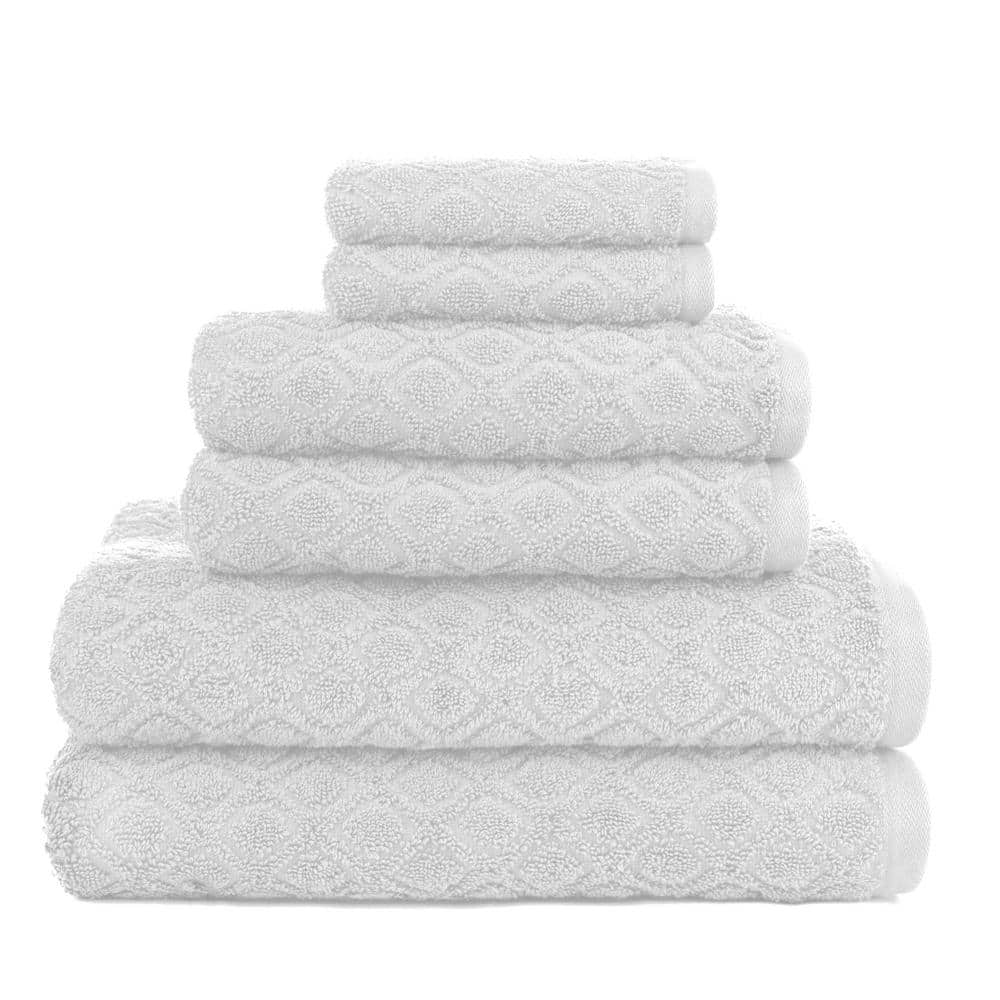 Superior Medallion Turkish Cotton 12-Piece Bathroom Towel Set, White/ Stone