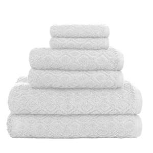 Kingsboro 6-Piece White Textured Cotton Bath Towel Set