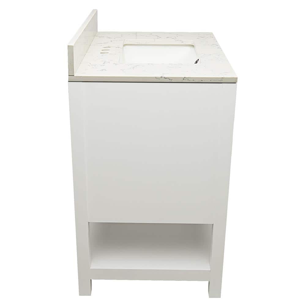 Tufino 31'' White Freestanding Bathroom Vanity with Carrara Marble Top
