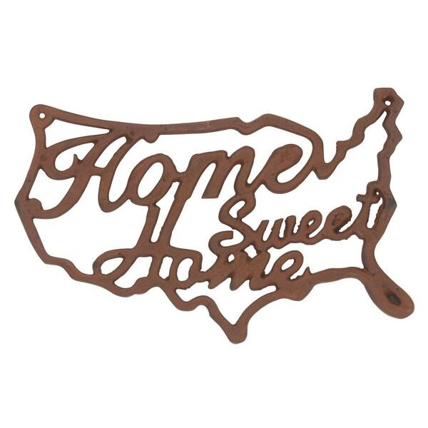 Stonebriar Collection 7 in. x 11 in. Aluminum Rust Brown Home Sweet Home Wall Art